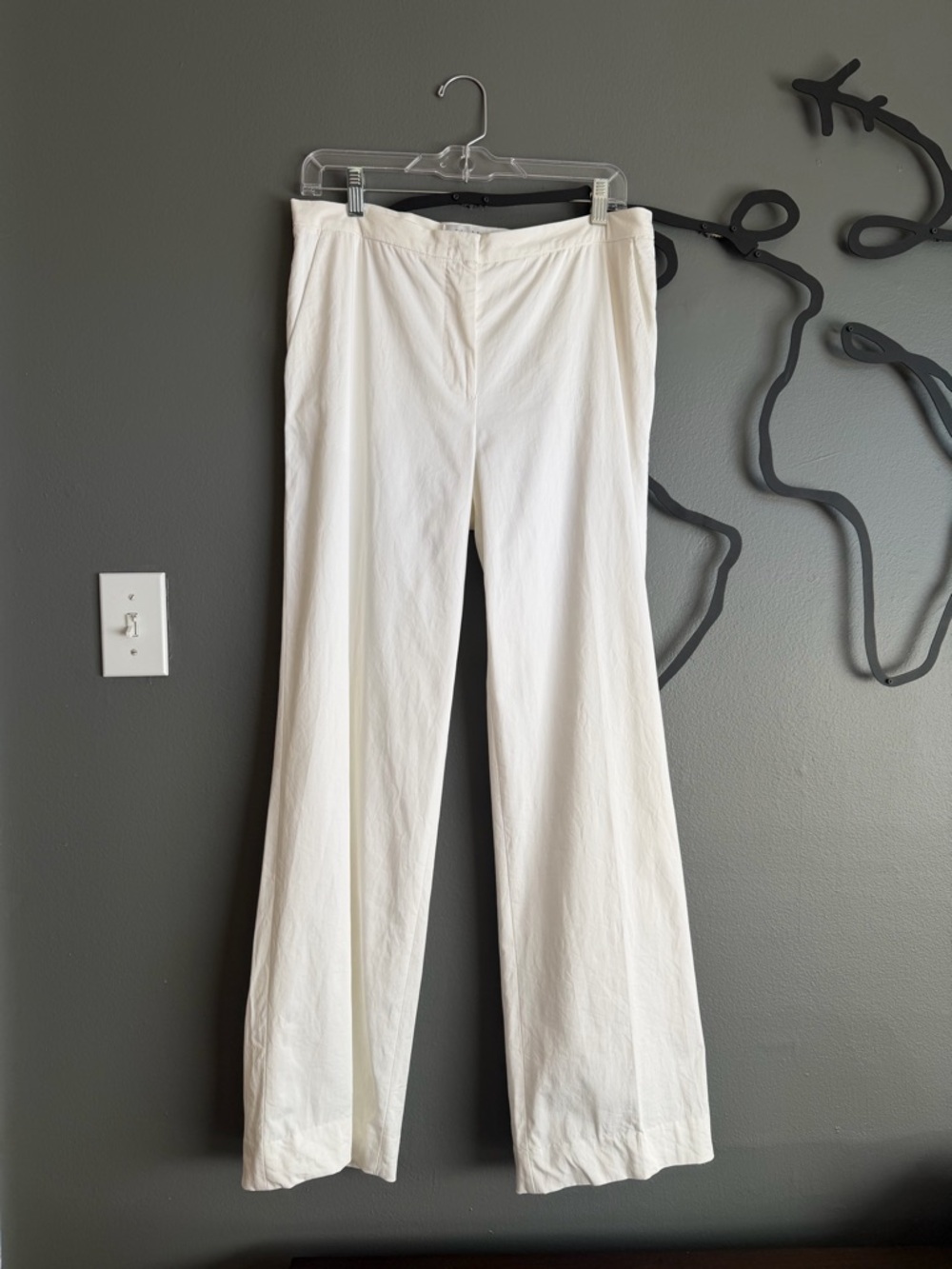 MaxMara Sz10 White Cotton Wide Leg Trousers Pants 30 inch inseam